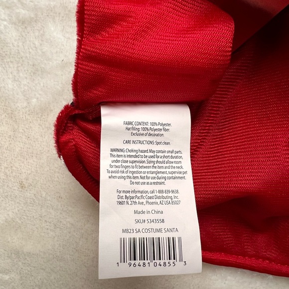 Merry and Bright Santa Costume for Small Animals and puppies - Picture 4 of 6